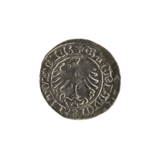 Lithuanian half-grosz, Sigismund I the Old (King of Poland; 1506–1548). Obverse: Pogon (Lithuanian
