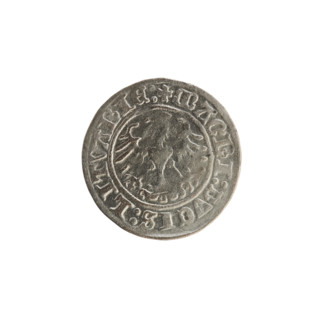 Lithuanian half-grosz, Sigismund I the Old (King of Poland; 1506–1548). Obverse: Pogon (Lithuanian
