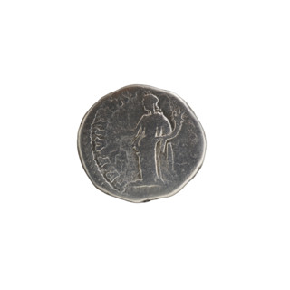 Denarius of Lucius Verus (130–169; Roman emperor 161–169). Obverse: Head of Lucius Verus in laurel