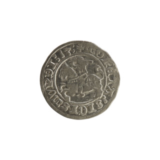 Lithuanian half-grosz, Sigismund I the Old (King of Poland; 1506–1548). Obverse: Pogon (Lithuanian