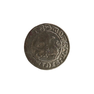 Lithuanian half-grosz, Sigismund I the Old (King of Poland; 1506–1548). Obverse: Pogon (Lithuanian