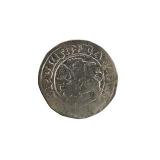 Lithuanian half-grosz, Sigismund I the Old (King of Poland; 1506–1548). Obverse: Pogon (Lithuanian