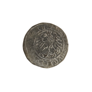 Lithuanian half-grosz, Sigismund I the Old (King of Poland; 1506–1548). Obverse: Pogon (Lithuanian