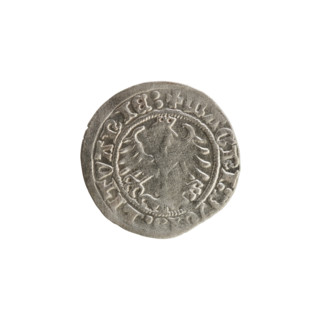 Lithuanian half-grosz, Sigismund I the Old (King of Poland; 1506–1548). Obverse: Pogon (mounted