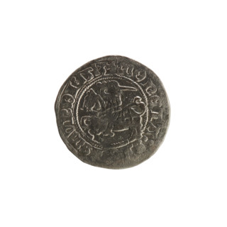 Lithuanian half-grosz, Sigismund I the Old (King of Poland; 1506–1548). Obverse: Pogon (Lithuanian