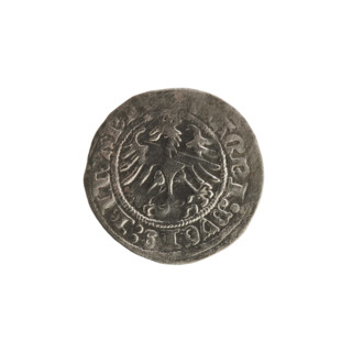 Lithuanian half-grosz, Sigismund I the Old (King of Poland; 1506–1548). Obverse: Pogon (Lithuanian