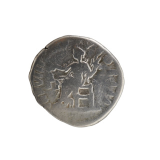 Denarius of Lucius Verus (130–169; Roman emperor 161–169). Obverse: Head of Lucius Verus in laurel