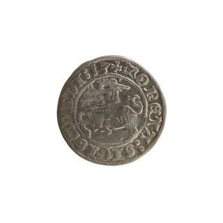 Lithuanian half-grosz, Sigismund I the Old (King of Poland; 1506–1548). Obverse: Pogon (Lithuanian