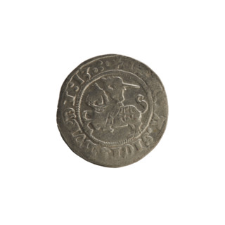 Lithuanian half-grosz, Sigismund I the Old (King of Poland; 1506–1548). Obverse: Pogon (mounted