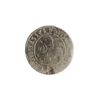 Lithuanian half-grosz, Sigismund I the Old (King of Poland; 1506–1548). Obverse: Pogon (Lithuanian