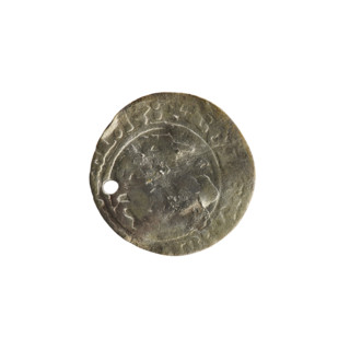 Lithuanian half-grosz, Sigismund I the Old (King of Poland; 1506–1548). Obverse: Pogon (mounted