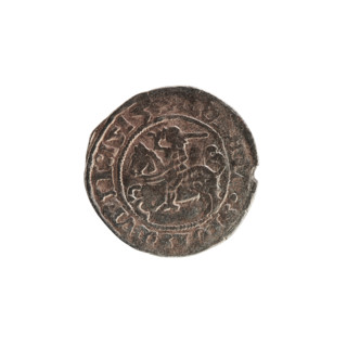 Lithuanian half-grosz, Sigismund I the Old (King of Poland; 1506–1548). Obverse: Pogon (Lithuanian