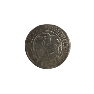 Lithuanian half-grosz, Sigismund I the Old (King of Poland; 1506–1548). Obverse: Pogon (Lithuanian