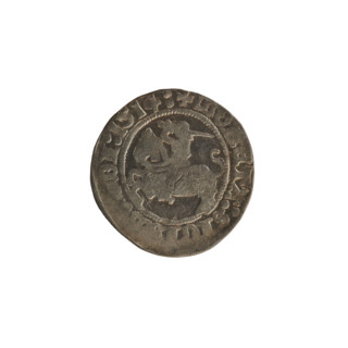 Lithuanian half-grosz, Sigismund I the Old (King of Poland; 1506–1548). Obverse: Pogon (Lithuanian