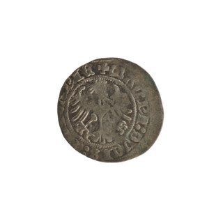 Lithuanian half-grosz, Sigismund I the Old (King of Poland, 1506–1548). Obverse: Pogon (Lithuanian