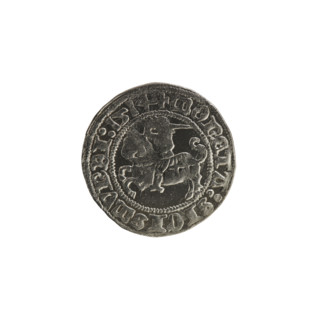 Lithuanian half-grosz, Sigismund I the Old (King of Poland; 1506–1548). Obverse: Pursuer (emblem of