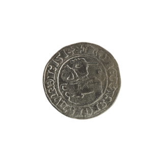 Lithuanian half-grosz, Sigismund I the Old (King of Poland; 1506–1548), 1514. Obverse: Pogon