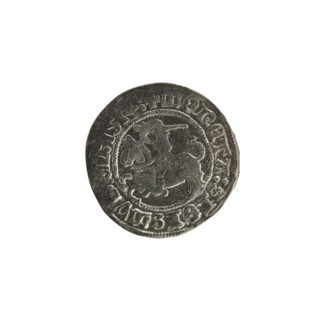 Lithuanian half-grosz, Sigismund I the Old (King of Poland; 1506–1548). Obverse: Pogon (Lithuanian