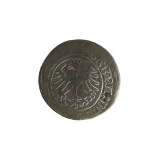 Lithuanian half-grosz, Sigismund I the Old (King of Poland; 1506–1548). Obverse: Pogon (Lithuanian