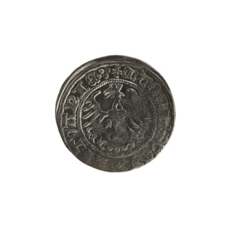 Lithuanian half-grosz, Sigismund I the Old (king of Poland; 1506–1548). R8 (rarity). Polish coin,