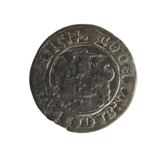 Lithuanian half-grosz, Sigismund I the Old (king of Poland; 1506–1548). Obverse: Pogon (Pursuer)