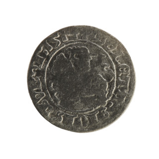 Lithuanian half-grosz, Sigismund I the Old (King of Poland; 1506–1548). Obverse: Pogon (mounted