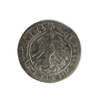 Lithuanian half-grosz, Sigismund I the Old (King of Poland; r. 1506–1548), 1514. Obverse: Pogon
