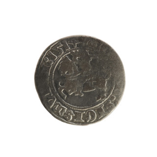 Lithuanian half-grosz, Sigismund I the Old (King of Poland; 1506–1548). Silver coin, 1514. Obverse:
