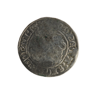 Lithuanian half-grosz, Sigismund I the Old (King of Poland; 1506–1548). Obverse: Pogon (Lithuanian