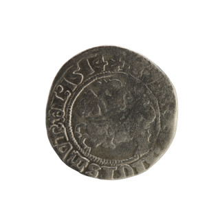 Lithuanian half-grosz, Sigismund I the Old (King of Poland; 1506–1548). Obverse: Pogon (Lithuanian