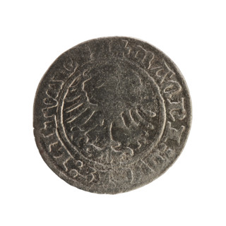 Lithuanian half-grosz, Sigismund I the Old (King of Poland; 1506–1548). Obverse: Pogon (Lithuanian