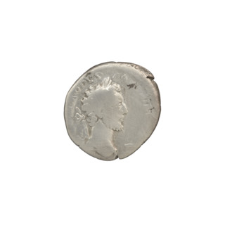 Denarius of Commodus (r. 177–192). Obverse: Head of Commodus in a laurel wreath facing right,
