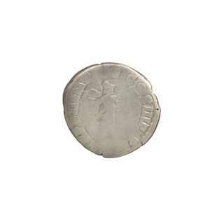 Denarius of Commodus (161–192 CE). Obverse: head of Commodus in a laurel wreath facing right,