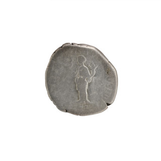 Denarius of Commodus (reigned 177–192). Obverse: Head of Commodus in a laurel wreath facing right,