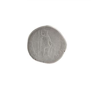 Denarius of Commodus (161–192; Roman emperor 177–192). Obverse: Head of Commodus in laurel wreath
