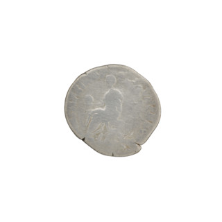Denarius of Commodus (161–192 CE). Obverse: Head of Commodus in a laurel wreath facing right,