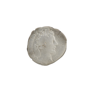 Denarius of Commodus (161–192 CE). Obverse: head of Commodus in laurel wreath facing right,