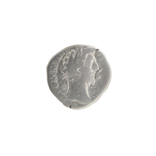 Denarius of Commodus (reign 177–192 CE). Obverse: Head of Commodus in laurel wreath facing right,