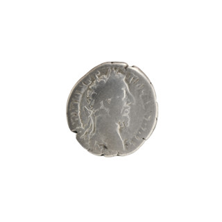 Denarius of Commodus (reigned 177–192). Obverse: Head of Commodus in a laurel wreath facing right,