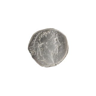 Denarius of Commodus (161–192; Roman emperor 177–192). Obverse: Head of Commodus in a laurel wreath