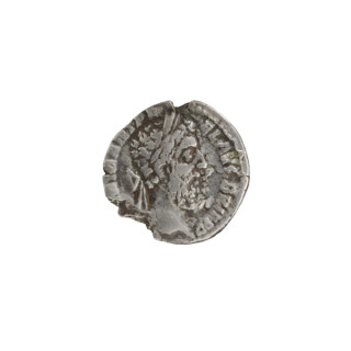 Denarius of Commodus (reign 177–192). Obverse: Head of Commodus in a laurel wreath facing right,