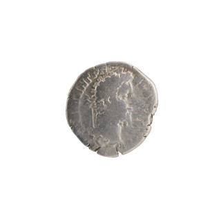 Denarius of Commodus (reigned 177–192). Obverse: Head of Commodus in a laurel wreath to the right;