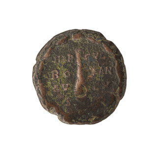 Commodus (161–192; Roman emperor 177–192), issuer and subject; iconography: clubs, wreaths, lion