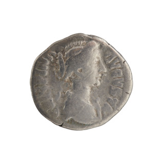 Denarius; obverse: draped bust of Crispina facing right, legend CRISPINA AVGVSTA; reverse: Juno