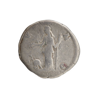 Denarius; obverse: draped bust of Crispina facing right, inscription CRISPINA AVGVSTA; reverse: