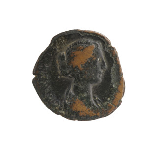 As or dupondius; Crispina (164–192?, Roman empress 178–192) and Commodus (161–192, Roman emperor
