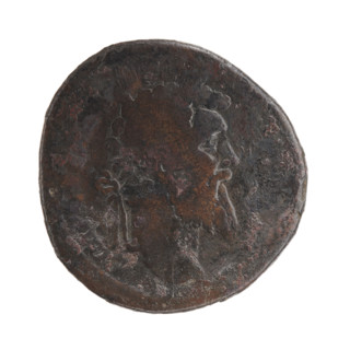 Sestertius of Didius Julianus (133–193; Roman emperor March 28–June 2, 193). Obverse: head of