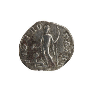 Denarius depicting Apollo and Septimius Severus; obverse: Head of Septimius Severus with a laurel