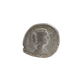Denarius of Julia Domna (ca. 160–217; Roman empress 193–211). Obverse: IVLIA DOMNA AVG — bust of