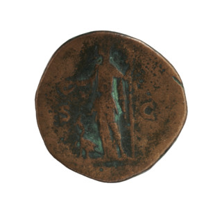 Sestertius of Julia Domna (ca. 160–217; Roman empress 193–211). Obverse: bust of Julia Domna facing